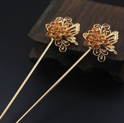 尚嘉发簪古典流苏步摇花蝶簪子 中国风宫廷发钗盘发