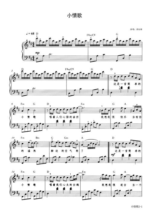 小情歌钢琴谱 苏打绿|唱着人们心肠的曲折1