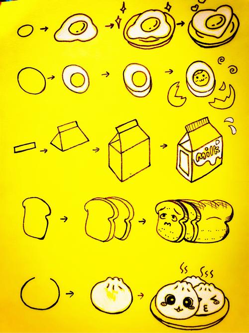 手账简笔画-萌萌哒爱心早餐教程