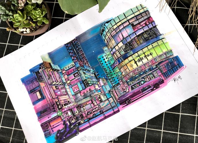作者:@赵航马克笔超酷的风景画!