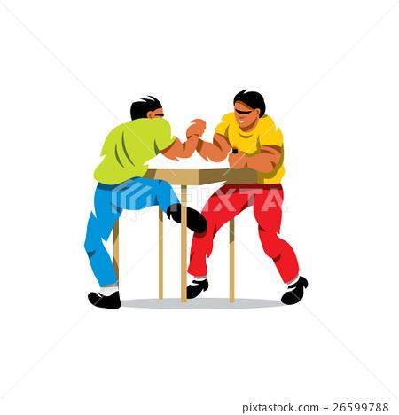 插图素材: vector arm wrestling cartoon illustration.