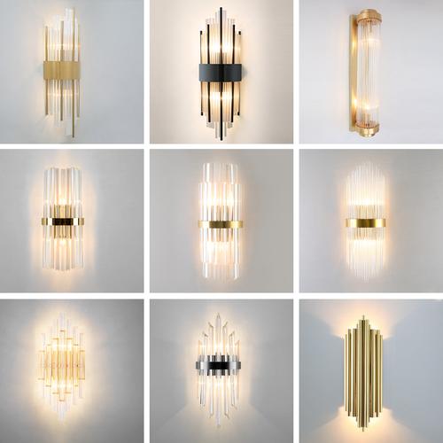 壁灯led北欧创意走廊过道灯家用背景墙壁灯卧室轻奢水晶床头壁灯