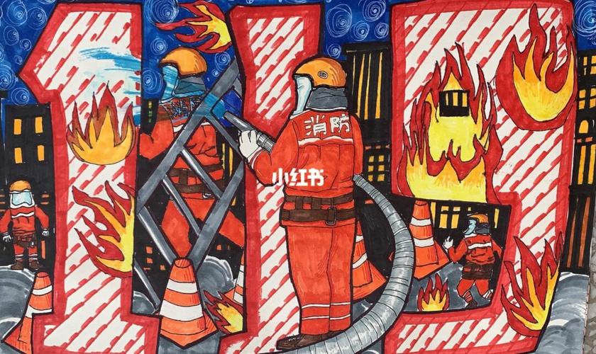 来一波原创消防画_马克笔_建筑_消防员_彩铅画_高光笔