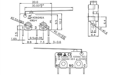 直压杆 长度30mm 拥有全球安规认证 可出口 微动开关 小型开关