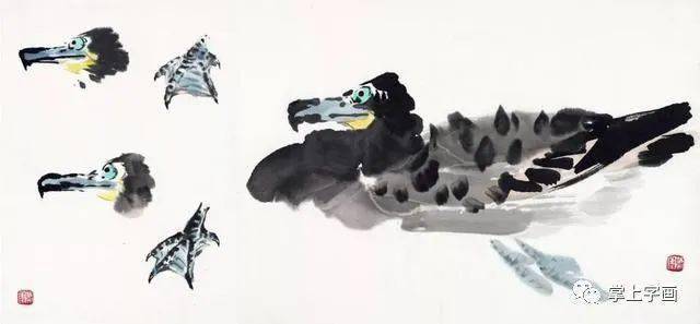 国画大师萧朗在教画时的画稿(禽鸟,草虫),收藏_画法