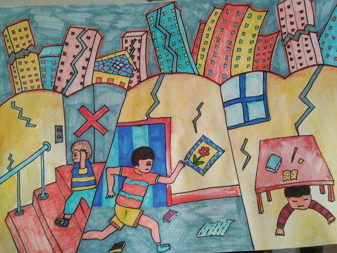 "抗震防灾"主题绘画活动,李小师生在行动