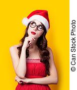 帽子, claus, 背景, 美丽, 照片, 妇女, santa, 极好, 黄色, 年轻