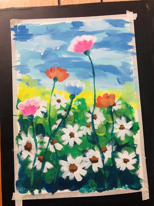 儿童水粉画《虞美人》带步骤哦_虞美人_水粉画_文化