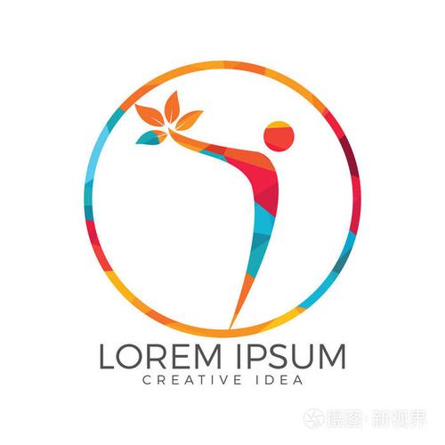 人字标志标志健康护理标志标志.人与叶标志设计