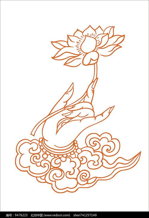 佛手云莲花装饰图案