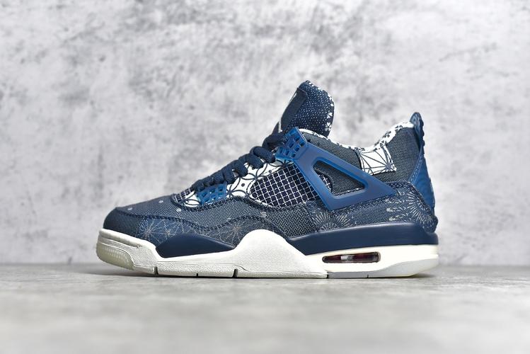 aj4蓝白牛仔刺子绣 air jordan 4 retro"deep ocean"