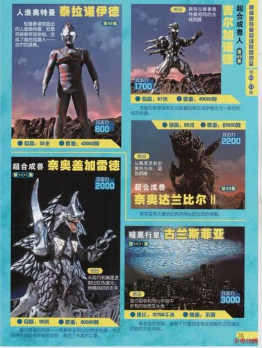 戴拿奥特曼tv怪兽图鉴下半部分.