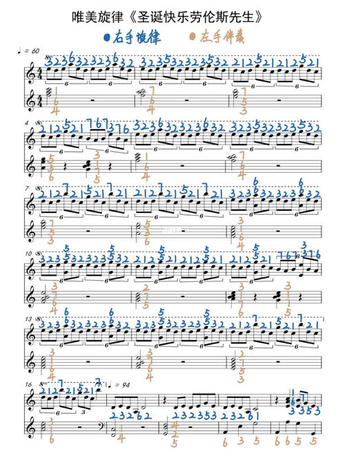 《圣诞快乐,劳伦斯先生》钢琴谱(附双手简谱)～_简谱