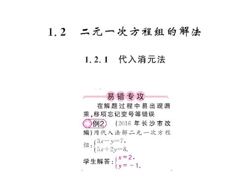 2.1 带入消元法课件 (新版)湘教版ppt