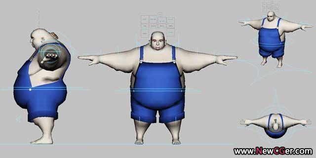 maya模型,胖子,带骨骼,已绑定_新c.