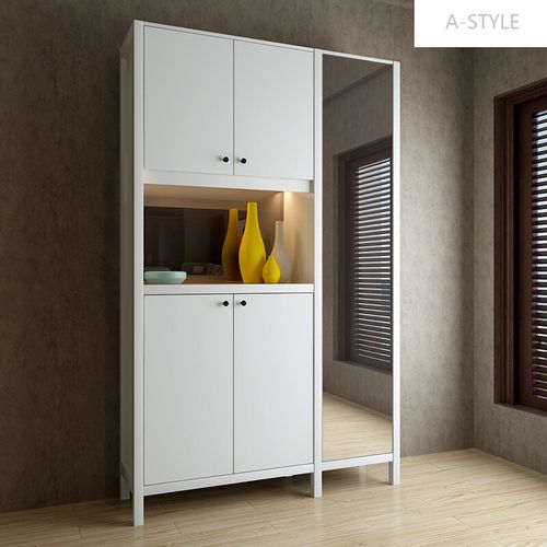 a-style鞋柜门厅柜简约现代北欧带镜子组合大容量玄关柜隔断柜客厅储