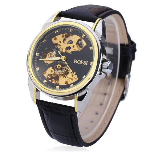 bosck 668 double-sided hollow-out automatic mechanical men watch