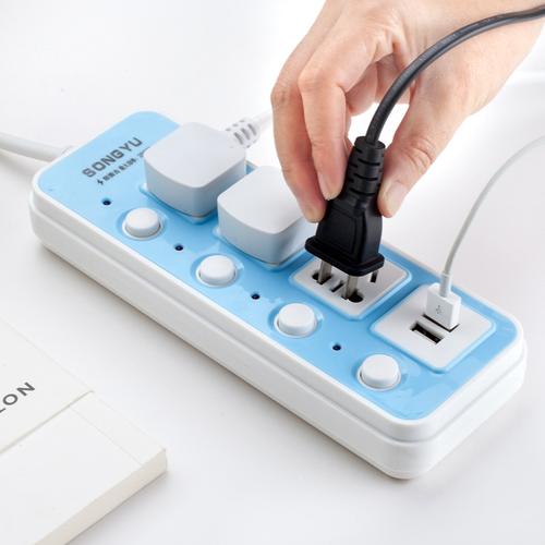 家用儿童安全门独立开关插座排插多功能插线板带usb充电插板插排