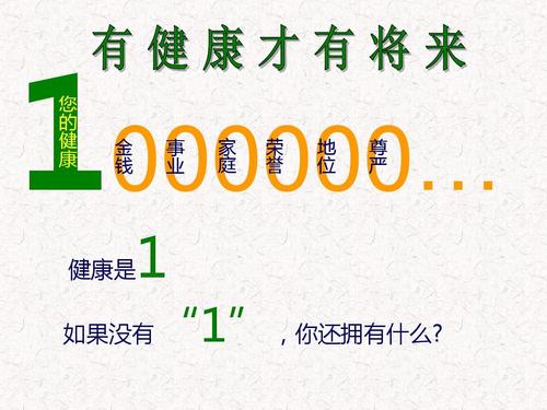 有健康才有未来 1000000… 您 的 健 康 金 钱 事 业 家 庭 荣 誉 地
