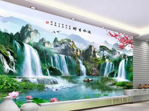 山水风景画3d电视背景墙