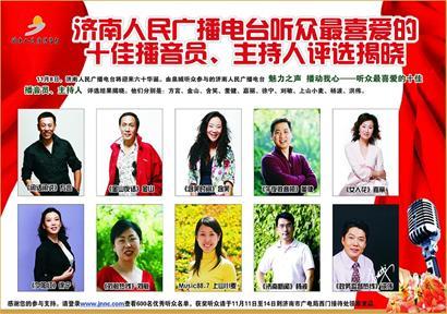 济南人民广播电台听众最喜爱的十佳播音员主持人评选结果