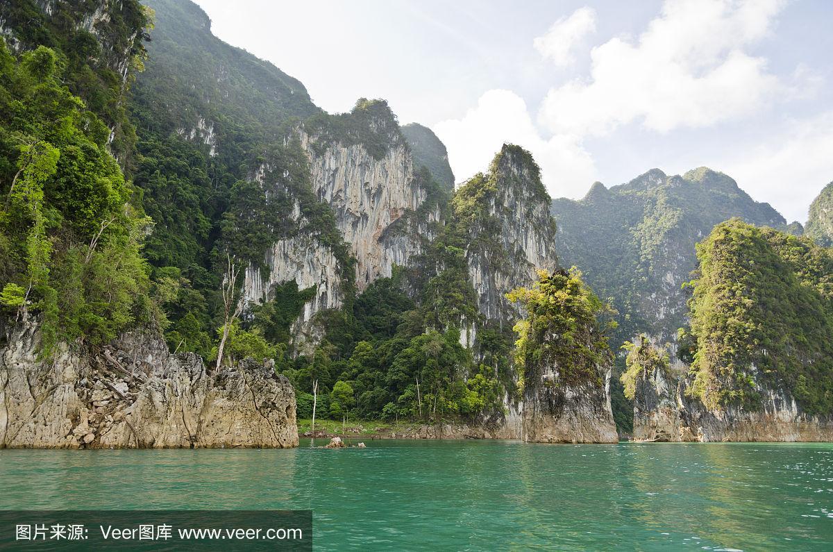 泰国,山脉,桂林,自然美,绿河