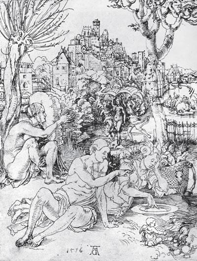 丢勒钢笔画《普皮拉·奥古斯塔》(源自威尼斯神话?