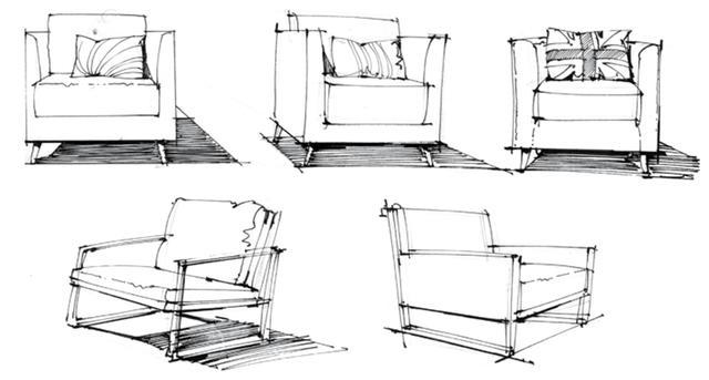 室内手绘沙发单体多角度线稿画法解析视频知识点汇总