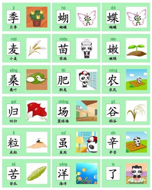 部编版二(上)识字表生字卡片 (含配图)