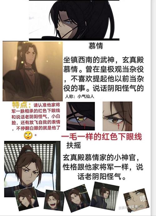 《天官赐福》人物图鉴,慕情爱画眼线,风信浓眉大眼,老