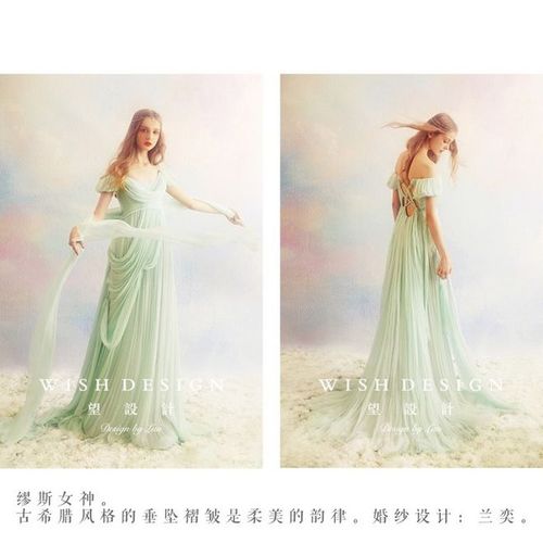 缪斯女神古希腊风格的垂坠褶皱是柔美的韵律婚纱设计兰奕