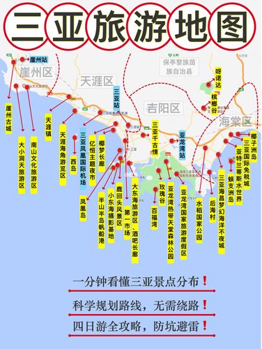 一分钟看懂的三亚景点地图7515附赠四日游攻略