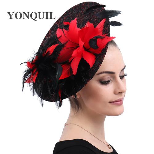纯手工制作赛马节礼帽羽毛头饰帽子名媛淑女宴会派对发饰女帽外贸