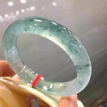 全意琳缅甸冰种飘花翡翠手镯圆条老坑晴水贵妃玉镯子吊坠女款59cm
