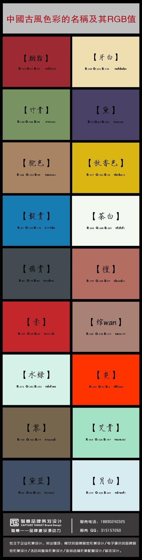 中国古风色彩的名称及其rgb值 #素材# #色彩