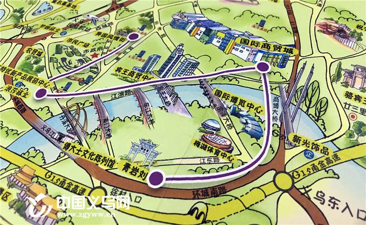 义乌最全旅游攻略!义乌市旅游景区手绘图亮相