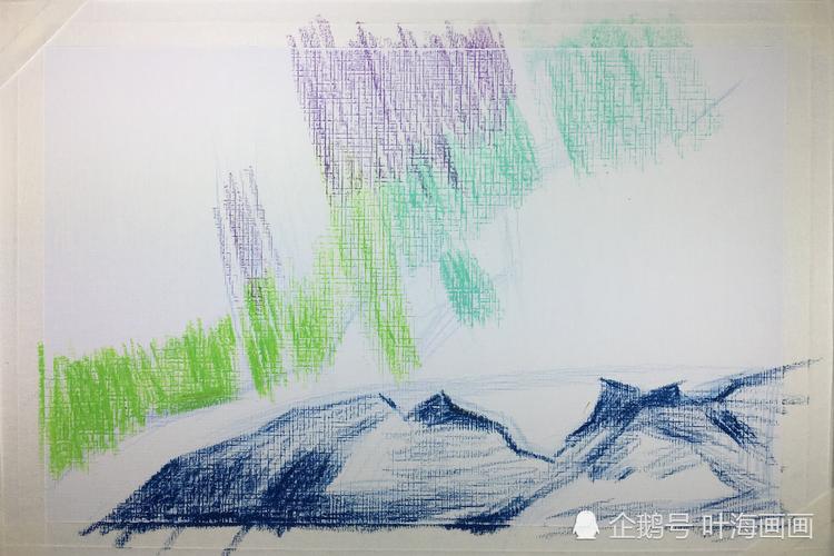 极光,油画棒,北极光,手绘