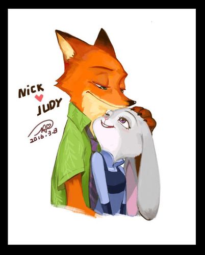 疯狂动物城 同人图 插画 壁纸 | nick&judy | 半次元-第一中文cos绘画