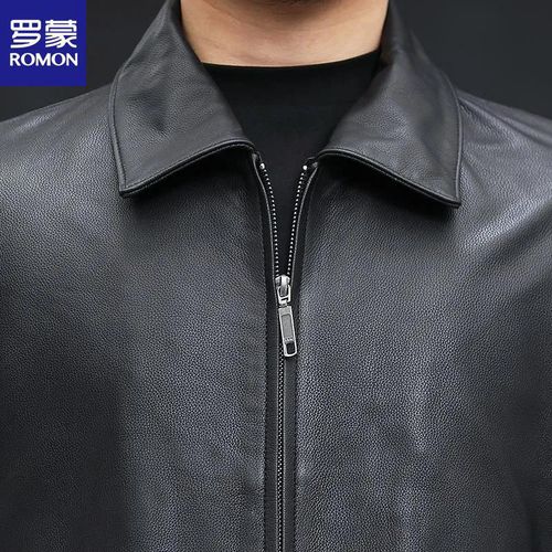 罗蒙海宁皮夹克外套男款休闲翻领中青年男士皮上衣新款