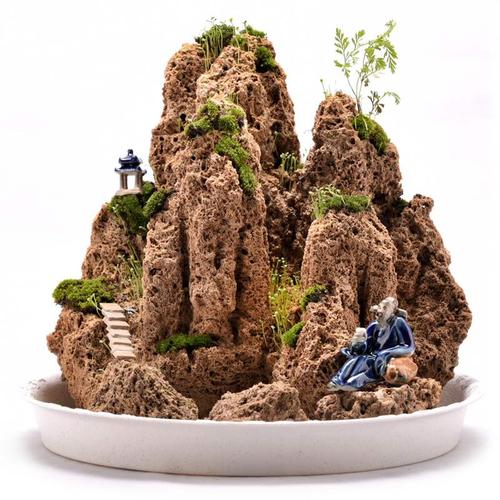 天然上水石吸水石小型假山盆景石头奇石微景观赏原石造景装饰摆