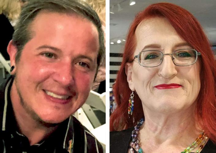 [photo: a split-screen image of a transman, billy huff, and