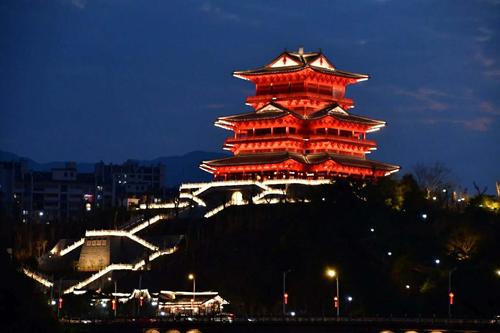 沙县七峰叠翠凝翠阁及翠阁广场夜景灯光秀工程2019神灯奖申报工程