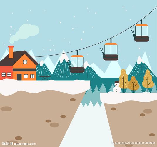 彩绘冬季滑雪场设计图__风景漫画_动漫动画_设计图库