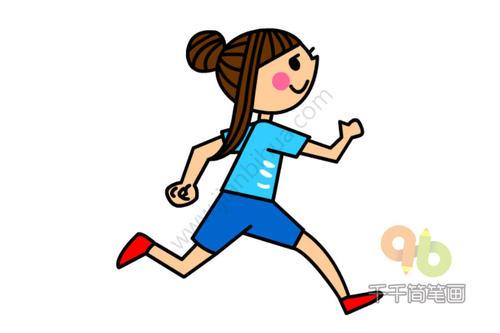 跑步的女孩简笔画