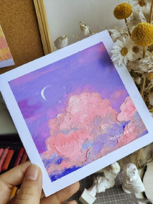 精致唯美的油画棒风景画