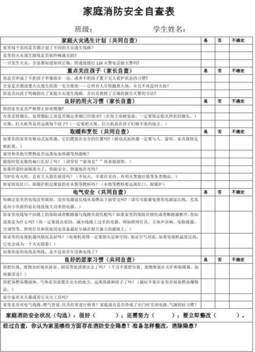 家庭消防安全自查表 (1)