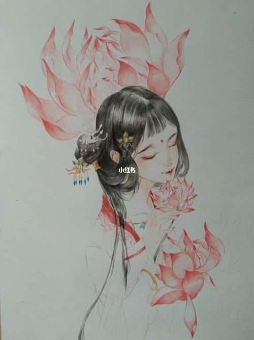 彩铅手绘古风少女_彩铅_古风_手绘_插画_教程_插画教程_文化_绘画