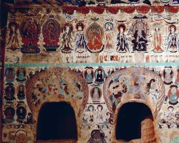 敦煌莫高窟285窟西魏壁画两佛并坐说法图