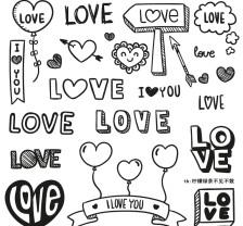 涂鸦 卡通画 矢量图 壁纸 橡皮章 蜡笔画 装饰画 黑白线条 黑白素材