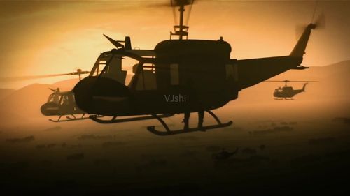 越南战争美军士兵_直升飞机剪影动画_1280x720_高清